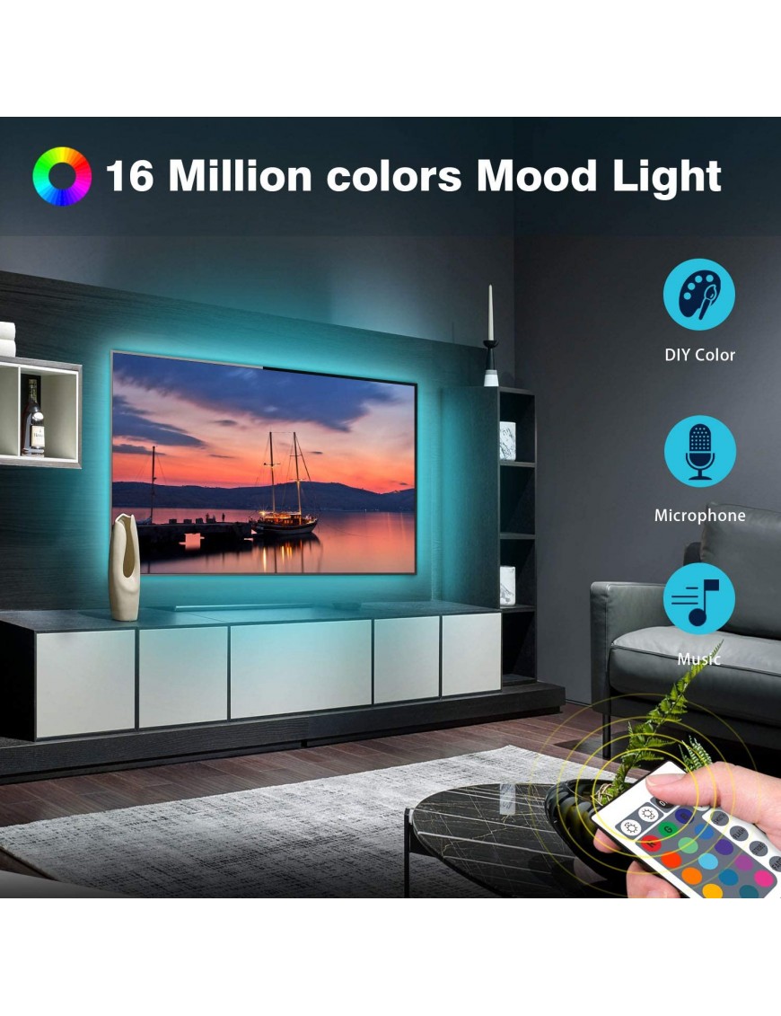 12v 5050 RGB LED Strip Light Bar TV Background Lighting Kit + USB Remote  Control | Alasad Store