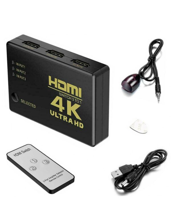 3 Port HDMI Switch UHD 3D 4K 1080p IR Remote HDTV