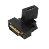 HDMI Connector DVI(24+1) Male To HDMI Female, 90° 180° Degree Rotating, gold-Plated, Black