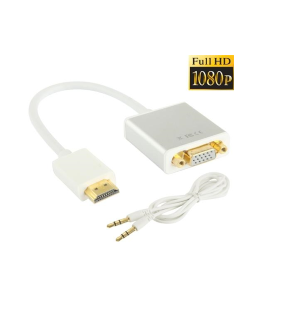 HDMI Male To VGA Female + 3.5mm Audio, gold-plated, 1080p