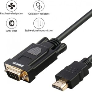 HDMI To VGA 1.5M , Gold-Plated HDMI To VGA Cable (Male To Male)