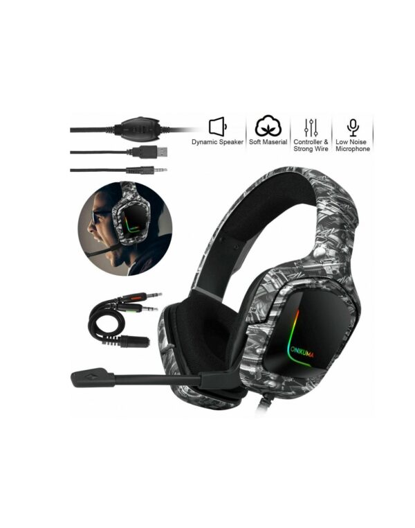 ONIKUMA K20 Gaming Headset Mic LED Headphones Stereo