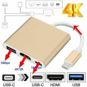 Type C USB 3.1 USB-C 4K HDMI USB 3.0 Adapter Cable 3 In 1 Hub For Macbook