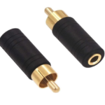 Audio Connector RCA Male To 3.5mm Female, gold-plated, Black