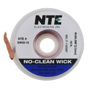 NTE Electronics SW02-10 Solder Wick, 4 Blue.098" Width, 10' Length
