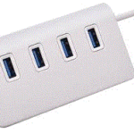 Support 2TB Metal Electric switch HUB With 4 Ports USB 3.0 For MultiFunction – Silver White