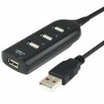 High-Speed 4-Port USB Hub 2.0 - 480Mbps - Black