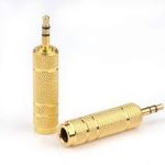 deleyCON 2 x Stereo Audio TRS Jack Adapter Coupler 3.5 mm Jack Male to 6.35 mm Jack Female