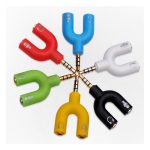 1 Male To 2 Dual Female 3.5mm Jack AUX Audio Mic Splitter Cable Earphone Adapter