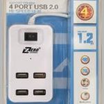 accessories shop ZERO ZR 204 4Port USB HUB With USB 2.0 Ultra-Slim Data Hub with 1.2m Extended Cable - White