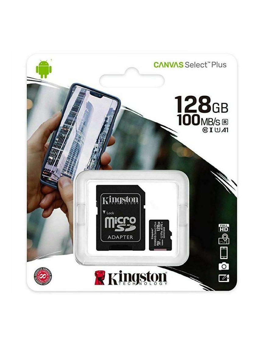 Kingston® 128GB CANVAS Select™ Plus Micro SDXC UHS-I Class 10 A1 100MB/S SD Card