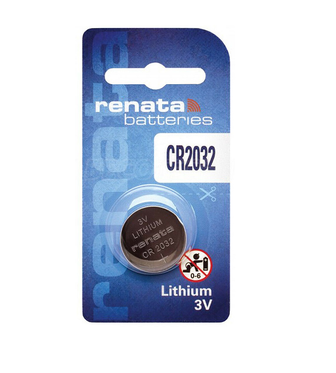 Renata CR2032 Lithium Coin Battery 3V Blister Card Packaged