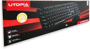 Wireless Mouse & Keyboard U-200 , 10m Receiving Distance - Black