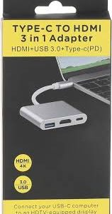 USB C to HDMI Multiport Adapter,3-in-1 Type-C Hub with Thunderbolt 3 to HDMI 4K Output/USB 3.0 Port/PD Quick Charging Port,Android Digital AV Adapter for MacBook Pro,MacBook Air,Projector,Mon