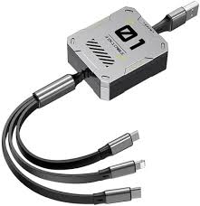 g-max 66W/6A Speed Fast Charging Usb 3.0 Cable 1.2M To 3-In-1 Long Charging Cord With Type C + Micro Usb + Lightning Connector 480 Mbps Data Transfer For Laptop, Tablets, Smartphones, Black