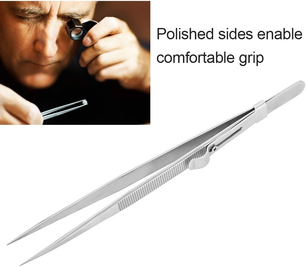 M&R Tweezers V-16AS Stainless Steel Tweezers With Lock Portable ELECTRONICS Making Tool Anti Slip - Image 2