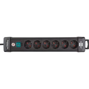 Brennenstuhl Premium-Line Power Strip with 6 Sockets (3 m Cable with Switch, Made in Germany) Black
