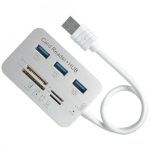 Aluminum 3 Port USB 3.0 Hub MS SD M2 TF Multi-In-1 Memory Card Reader Adapter