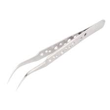 m&r 7-SA SR Non-Slip Stainless Steel Curved Pointed Tip Tweezer Tool Hole Handle