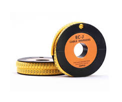 Cable marker yellow color EC type Cable marker EC-j 500 pieces/roll 10 rolls of each roll No. from 0 to 9