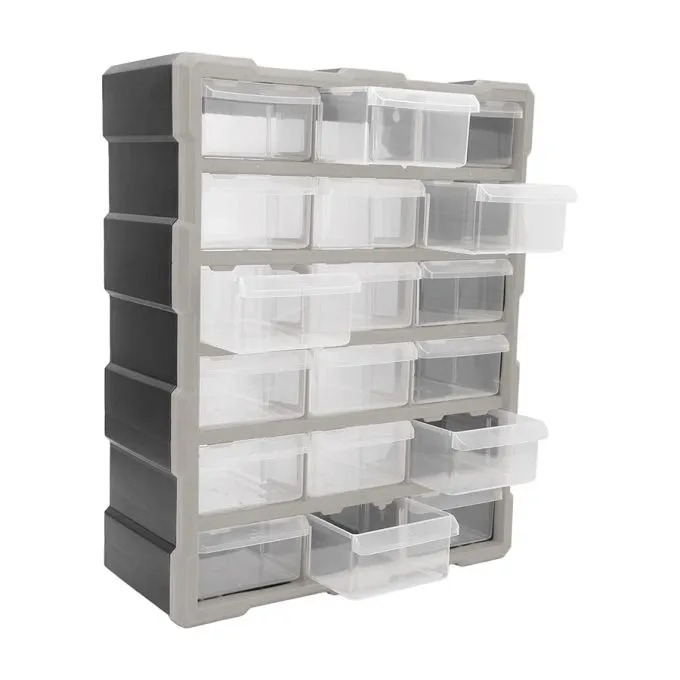 Organizer Drawers Clear Plastic Box 18 Drawers 48.5 x 38.5 x 16 cm - Image 2