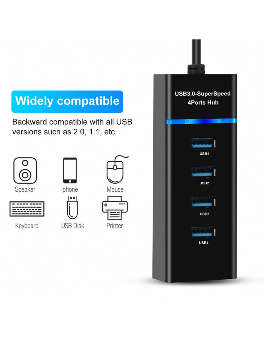 4 Port USB 3.0 Multi High Speed HUB Splitter Expansion Adapter Desktop Laptop PC